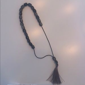 Grey Black Obsidian Bead Necklace